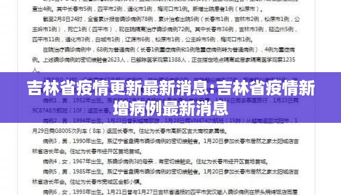 吉林省疫情更新最新消息:吉林省疫情新增病例最新消息