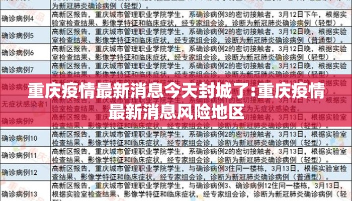 重庆疫情最新消息今天封城了:重庆疫情最新消息风险地区
