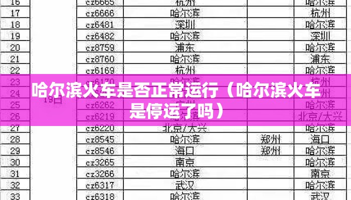 哈尔滨火车是否正常运行（哈尔滨火车是停运了吗）