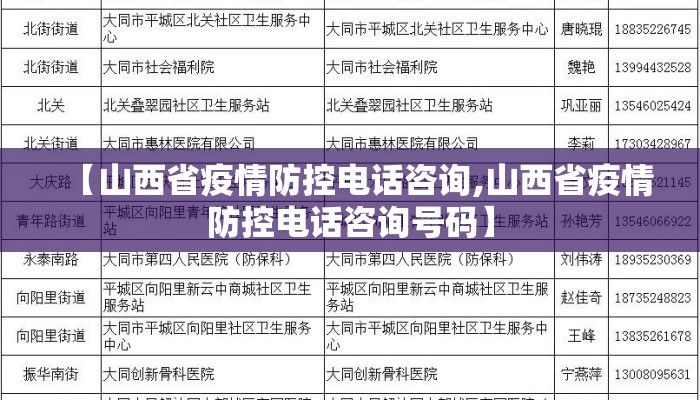 【山西省疫情防控电话咨询,山西省疫情防控电话咨询号码】