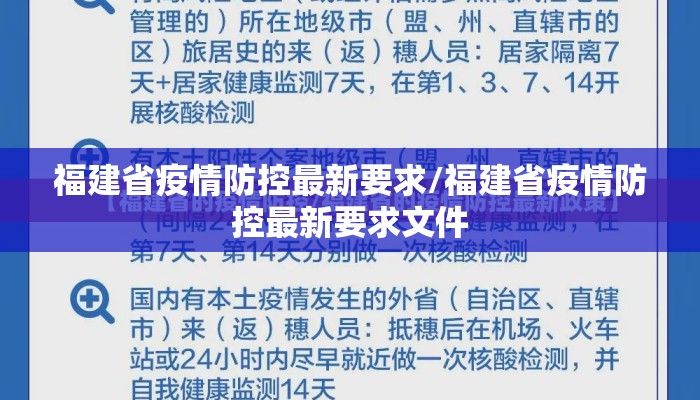 福建省疫情防控最新要求/福建省疫情防控最新要求文件 福建省疫情防控最新要求/福建省疫情防控最新要求文件