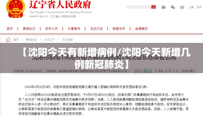 【沈阳今天有新增病例/沈阳今天新增几例新冠肺炎】