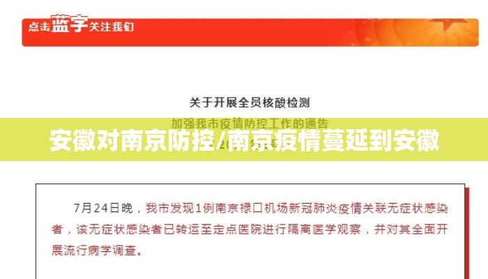 安徽对南京防控/南京疫情蔓延到安徽