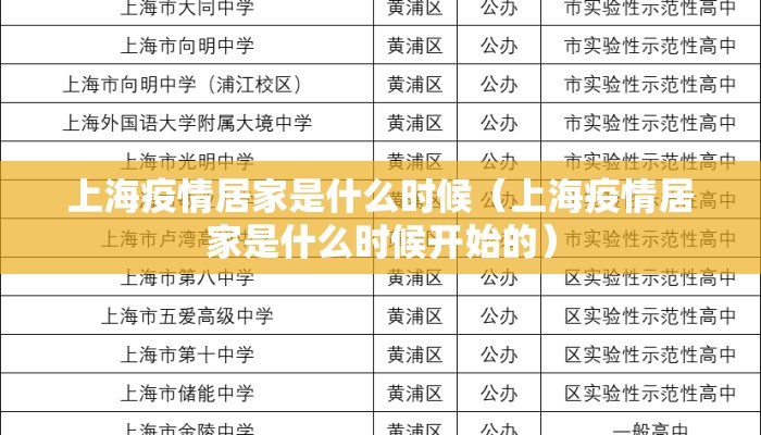 上海疫情居家是什么时候（上海疫情居家是什么时候开始的）