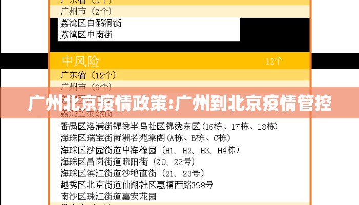 广州北京疫情政策:广州到北京疫情管控