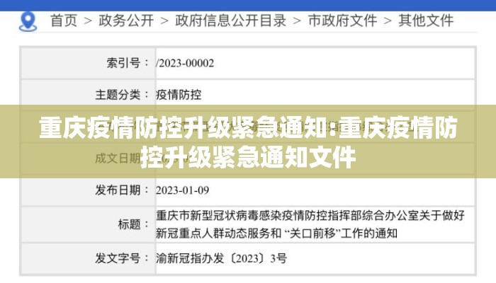 重庆疫情防控升级紧急通知:重庆疫情防控升级紧急通知文件
