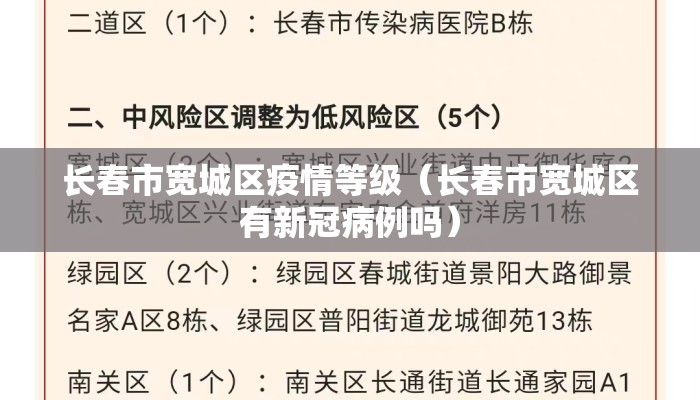 长春市宽城区疫情等级（长春市宽城区有新冠病例吗）
