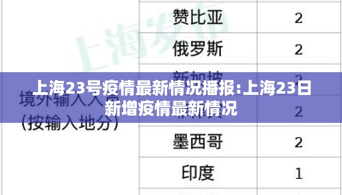 上海23号疫情最新情况播报:上海23日新增疫情最新情况