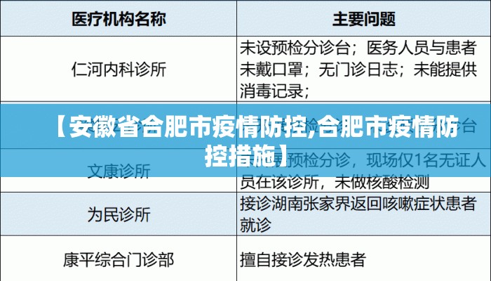 【安徽省合肥市疫情防控,合肥市疫情防控措施】