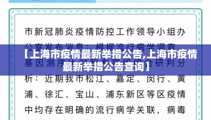 【上海市疫情最新举措公告,上海市疫情最新举措公告查询】
