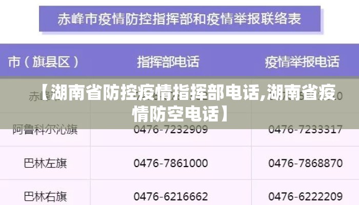 【湖南省防控疫情指挥部电话,湖南省疫情防空电话】