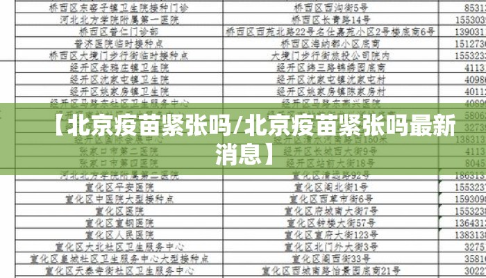 【北京疫苗紧张吗/北京疫苗紧张吗最新消息】