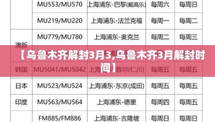 【乌鲁木齐解封3月3,乌鲁木齐3月解封时间】