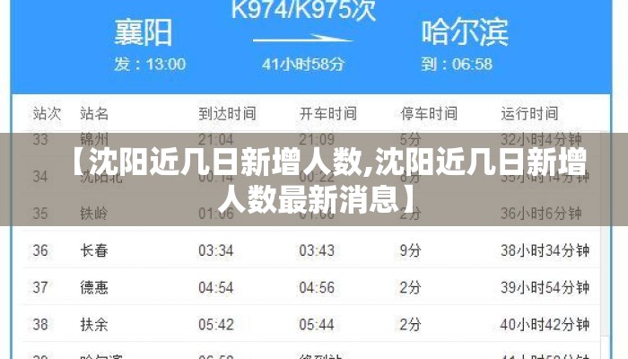【沈阳近几日新增人数,沈阳近几日新增人数最新消息】