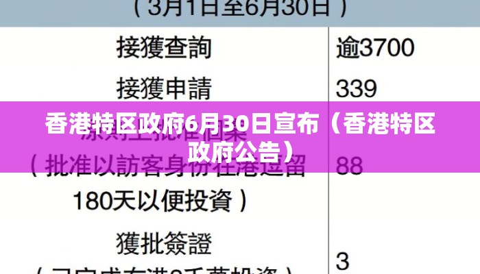 香港特区政府6月30日宣布（香港特区政府公告）