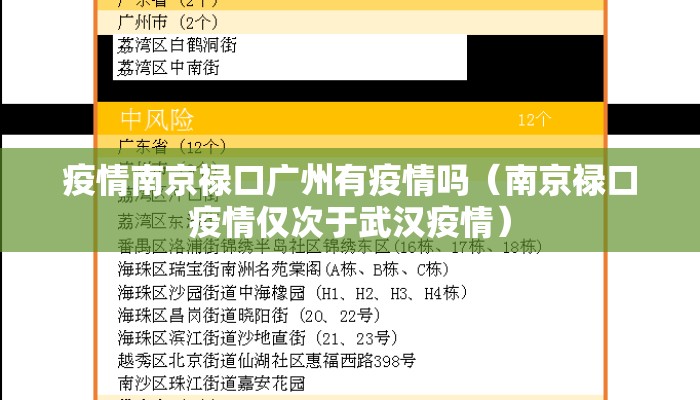 疫情南京禄口广州有疫情吗（南京禄口疫情仅次于武汉疫情）