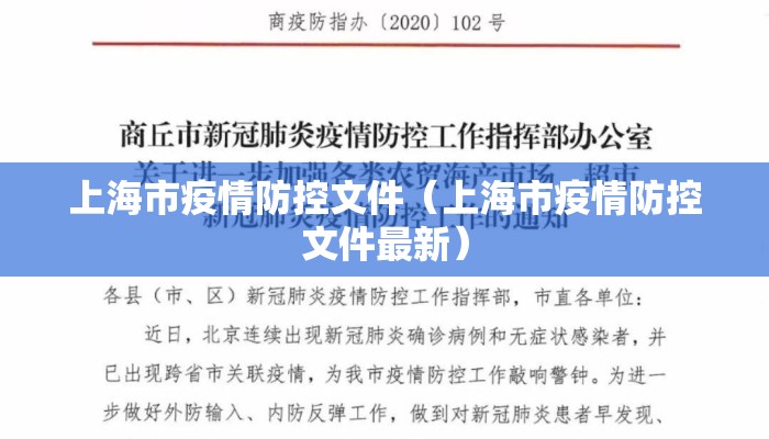 上海市疫情防控文件（上海市疫情防控文件最新）