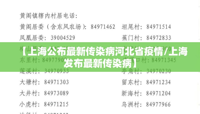 【上海公布最新传染病河北省疫情/上海发布最新传染病】