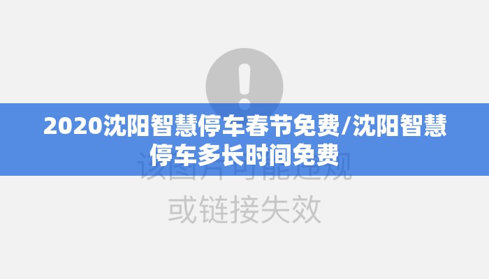 2020沈阳智慧停车春节免费/沈阳智慧停车多长时间免费