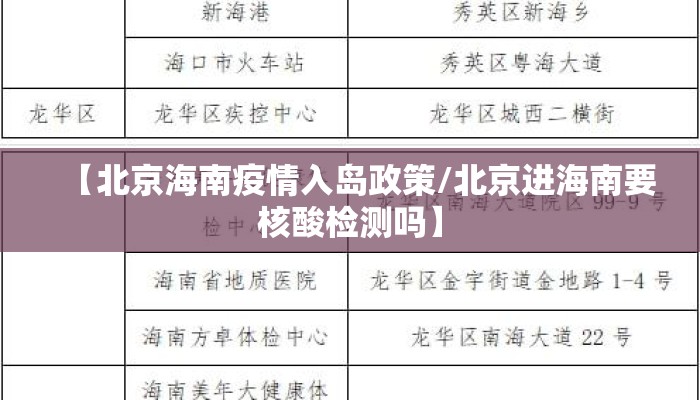 【北京海南疫情入岛政策/北京进海南要核酸检测吗】