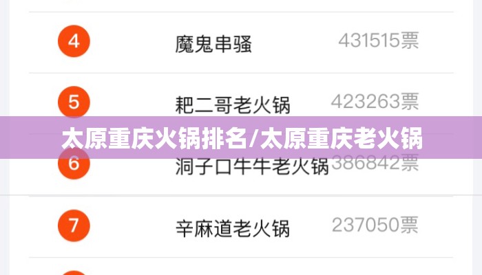 太原重庆火锅排名/太原重庆老火锅