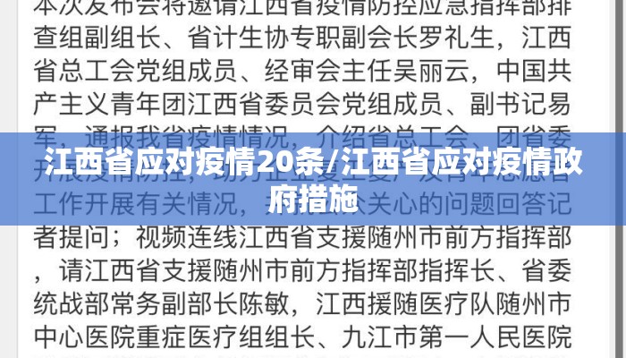 江西省应对疫情20条/江西省应对疫情政府措施 江西省应对疫情20条/江西省应对疫情政府措施