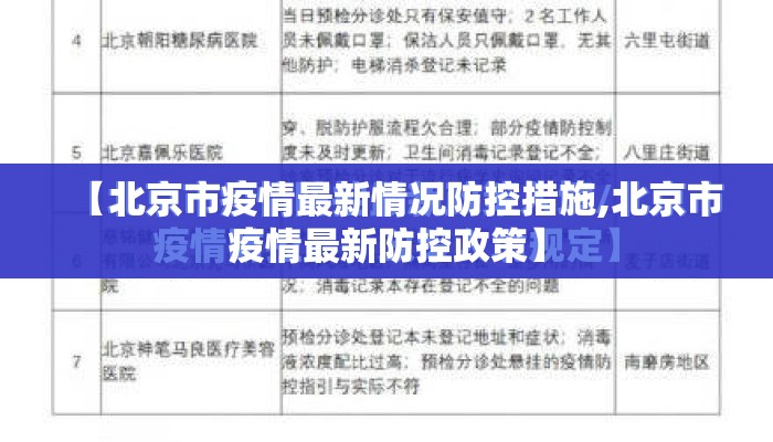 【北京市疫情最新情况防控措施,北京市疫情最新防控政策】