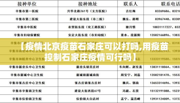 【疫情北京疫苗石家庄可以打吗,用疫苗控制石家庄疫情可行吗】 【疫情北京疫苗石家庄可以打吗,用疫苗控制石家庄疫情可行吗】