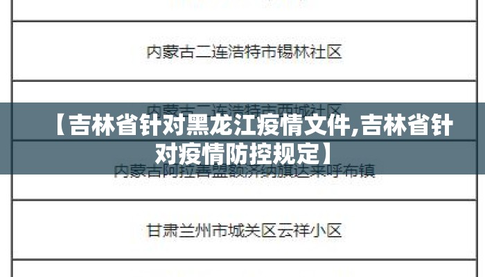 【吉林省针对黑龙江疫情文件,吉林省针对疫情防控规定】 【吉林省针对黑龙江疫情文件,吉林省针对疫情防控规定】