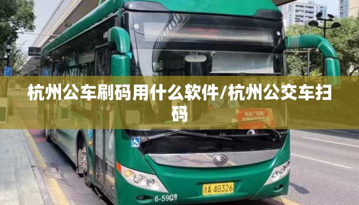 杭州公车刷码用什么软件/杭州公交车扫码