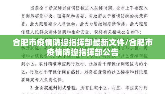 合肥市疫情防控指挥部最新文件/合肥市疫情防控指挥部公告 合肥市疫情防控指挥部最新文件/合肥市疫情防控指挥部公告