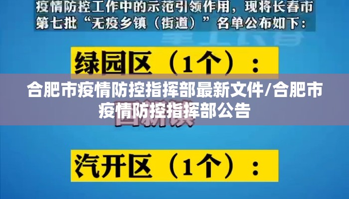合肥市疫情防控指挥部最新文件/合肥市疫情防控指挥部公告 合肥市疫情防控指挥部最新文件/合肥市疫情防控指挥部公告
