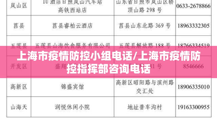 上海市疫情防控小组电话/上海市疫情防控指挥部咨询电话