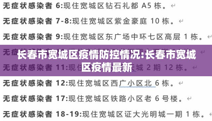 长春市宽城区疫情防控情况:长春市宽城区疫情最新