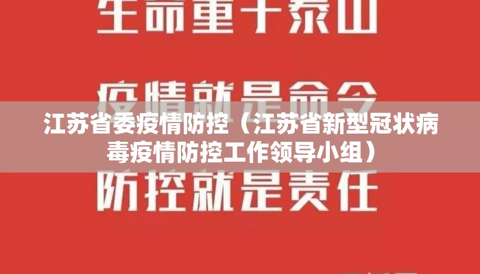 江苏省委疫情防控（江苏省新型冠状病毒疫情防控工作领导小组）