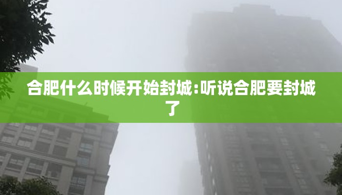 合肥什么时候开始封城:听说合肥要封城了