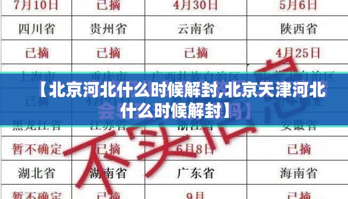 【北京河北什么时候解封,北京天津河北什么时候解封】