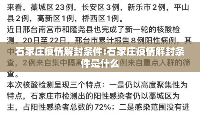 石家庄疫情解封条件:石家庄疫情解封条件是什么 石家庄疫情解封条件:石家庄疫情解封条件是什么