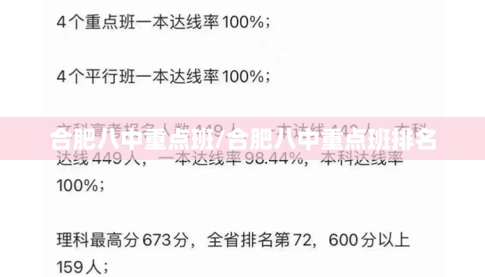合肥八中重点班/合肥八中重点班排名