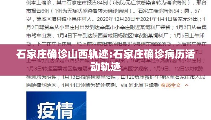 石家庄确诊山西轨迹:石家庄确诊病历活动轨迹
