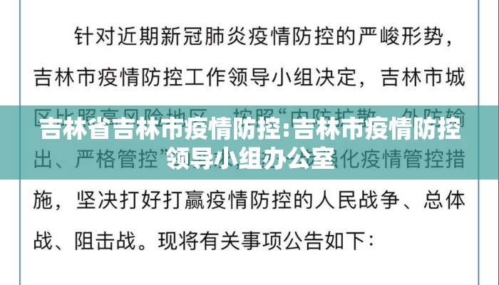 吉林省吉林市疫情防控:吉林市疫情防控领导小组办公室