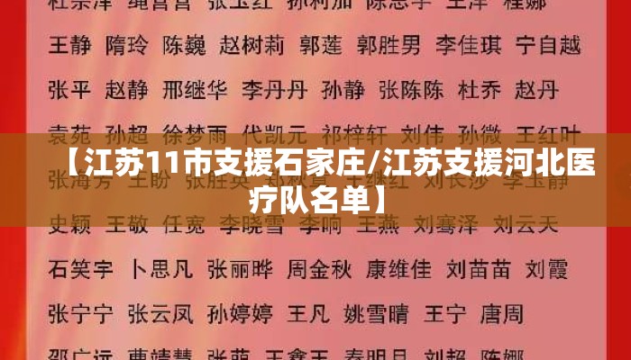 【江苏11市支援石家庄/江苏支援河北医疗队名单】