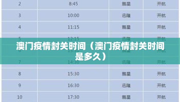 澳门疫情封关时间(澳门疫情封关时间是多久) 澳门疫情封关时间(澳门疫情封关时间是多久)
