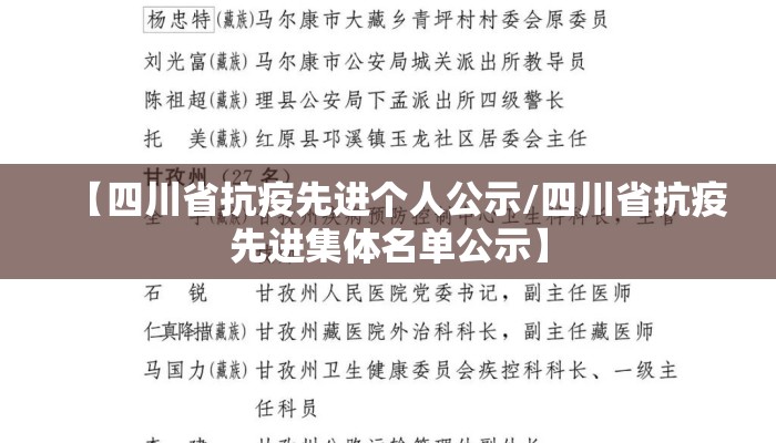 【四川省抗疫先进个人公示/四川省抗疫先进集体名单公示】