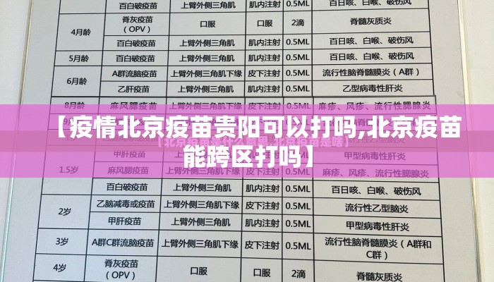 【疫情北京疫苗贵阳可以打吗,北京疫苗能跨区打吗】