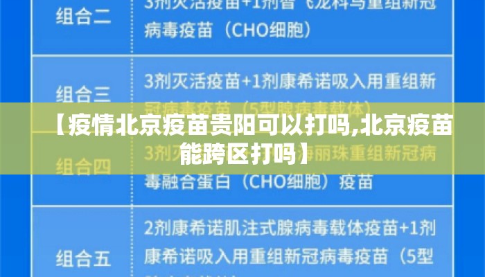 【疫情北京疫苗贵阳可以打吗,北京疫苗能跨区打吗】