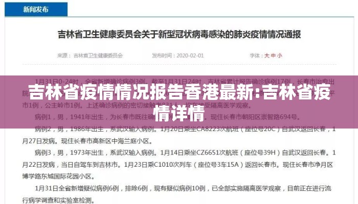吉林省疫情情况报告香港最新:吉林省疫情详情