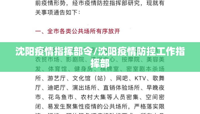 沈阳疫情指挥部令/沈阳疫情防控工作指挥部