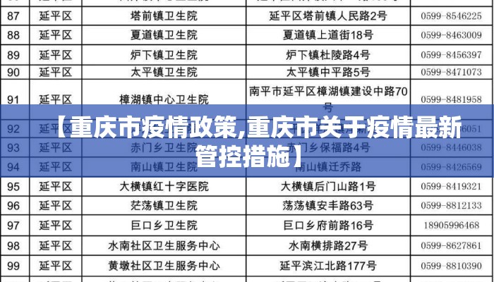 【重庆市疫情政策,重庆市关于疫情最新管控措施】 【重庆市疫情政策,重庆市关于疫情最新管控措施】