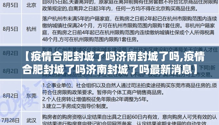 【疫情合肥封城了吗济南封城了吗,疫情合肥封城了吗济南封城了吗最新消息】